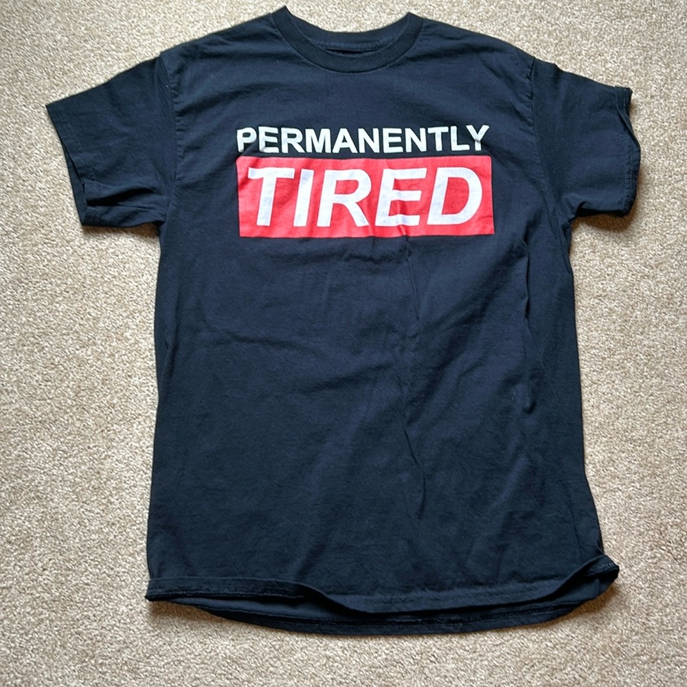 Black permanently, tired T-shirt